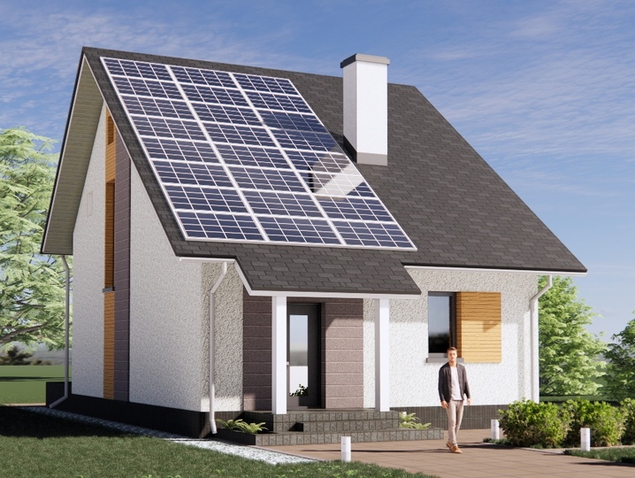 plany domu projektu 102 m2 Shpak 7 Główna fasada