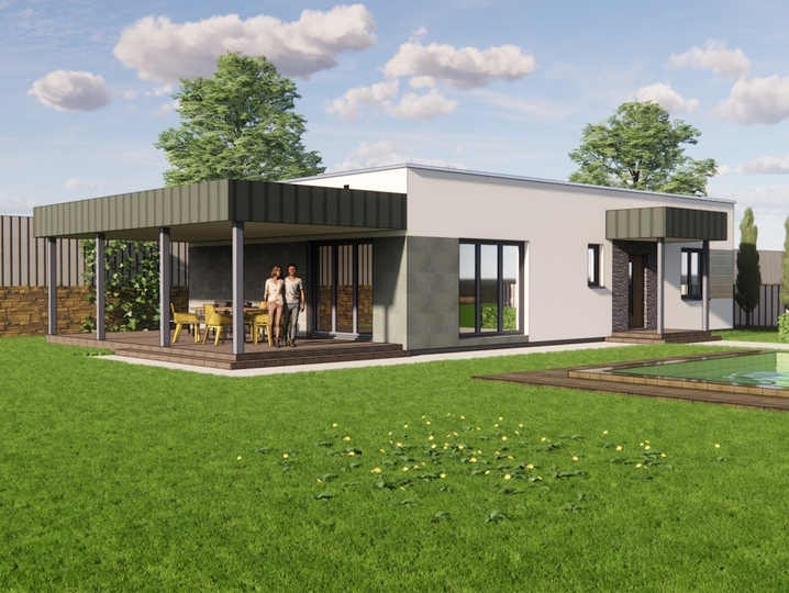 Modern one-story house - stock house plans - Smotrych Main facade