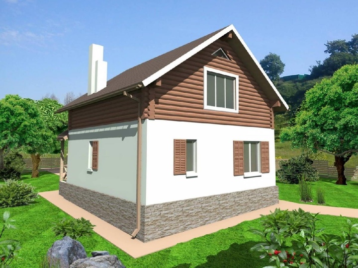 Проект каркасного будинку - Ракіта 110 м2 Задній фасад