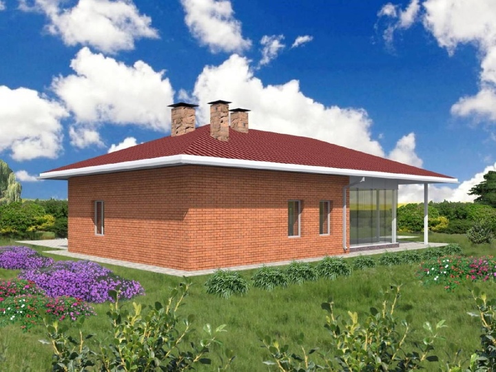 Projekt Hamam z salą bilardową i kuchnią z salonem Tylna fasada