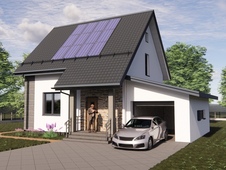 Projekt domku Shpak 4 112 m2 Główna fasada