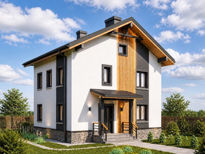 Projekt dwupiętrowego domu Jaskółka 6 Główna fasada