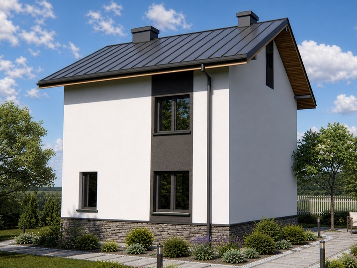 Projekt dwupiętrowego domu Jaskółka 6 Tylna fasada