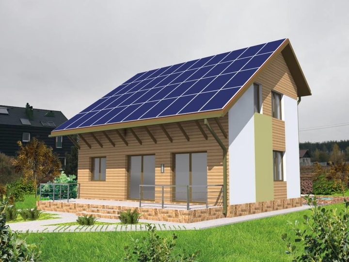 projekt domu z elektrownią słoneczną Photon Tylna fasada