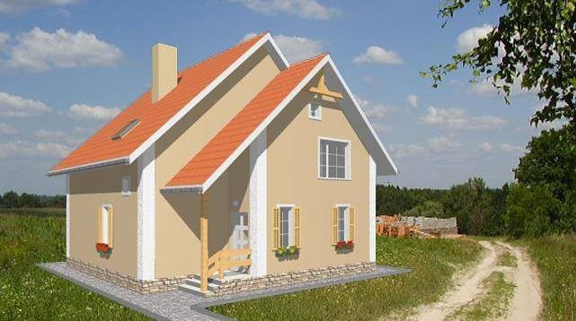 Stock home design of a mansard house with five living rooms House plan - Vorzel   Main facade