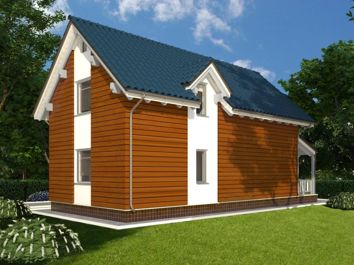 The stock project of the house for a narrow area Schegol 119 sq.m Rear facade
