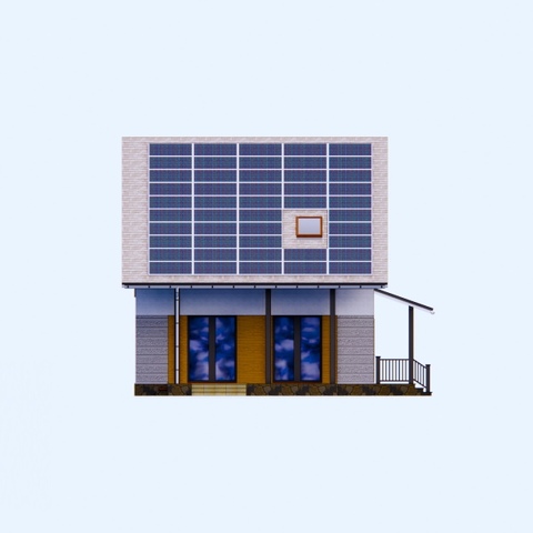 заміський будинок фасад з сонячною електростанцією