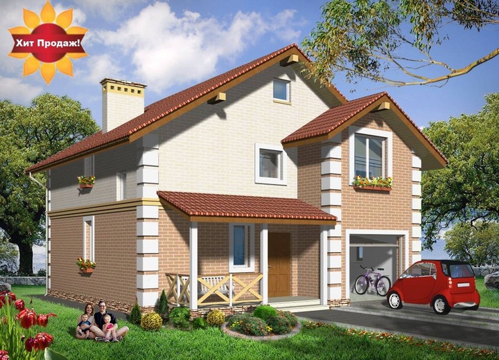 Projekt domu z garażem - Anna 3 121 m2 Główna fasada