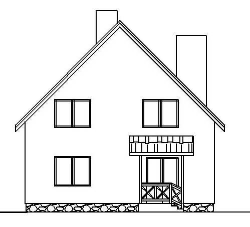 Projekt budynku z mansardą Taras 120 m2 Tylna fasada