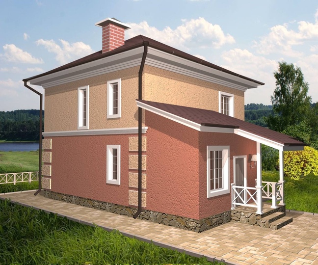 Projekt budynku 120 m2 - ''Hazelnut 3'' Tylna fasada