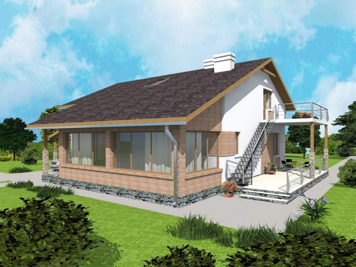 Projekt domu parterowego z dużym poddaszem do późniejszej adaptacji - Sapsan 121 m² Tylna fasada