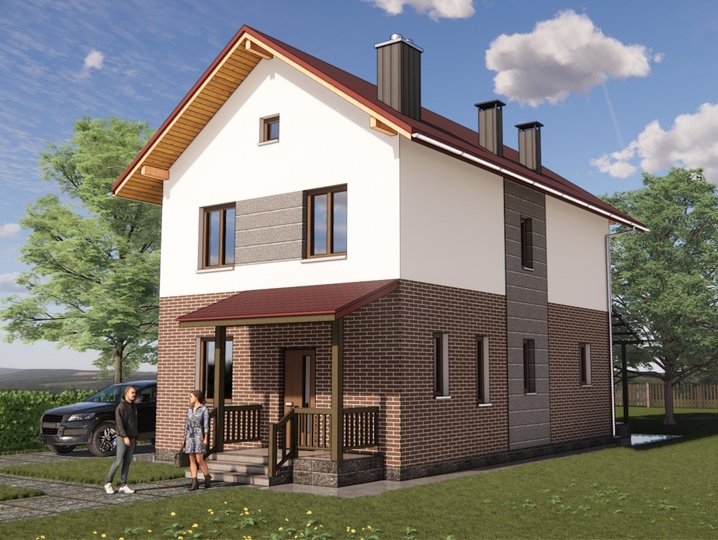 Проект каркасного будинку Іва 2 120м2. Головний фасад