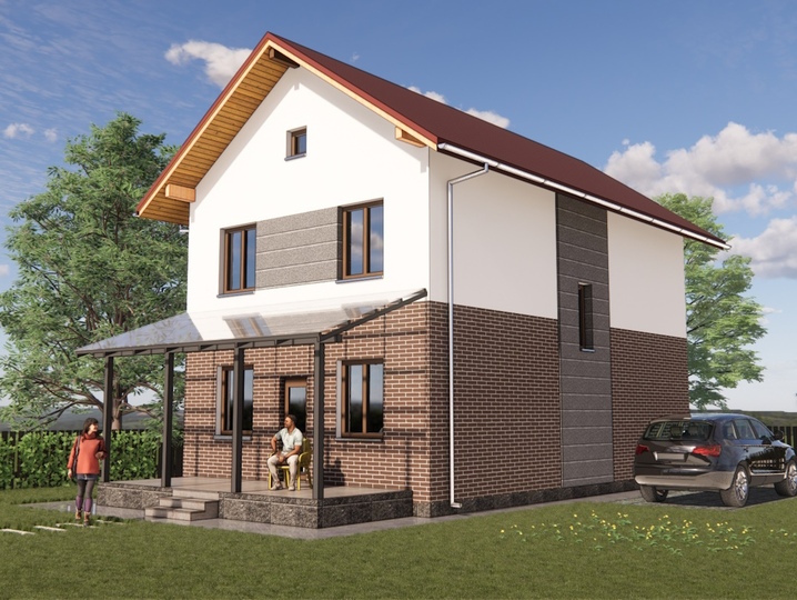 Проект каркасного будинку Іва 2 120м2. Задній фасад