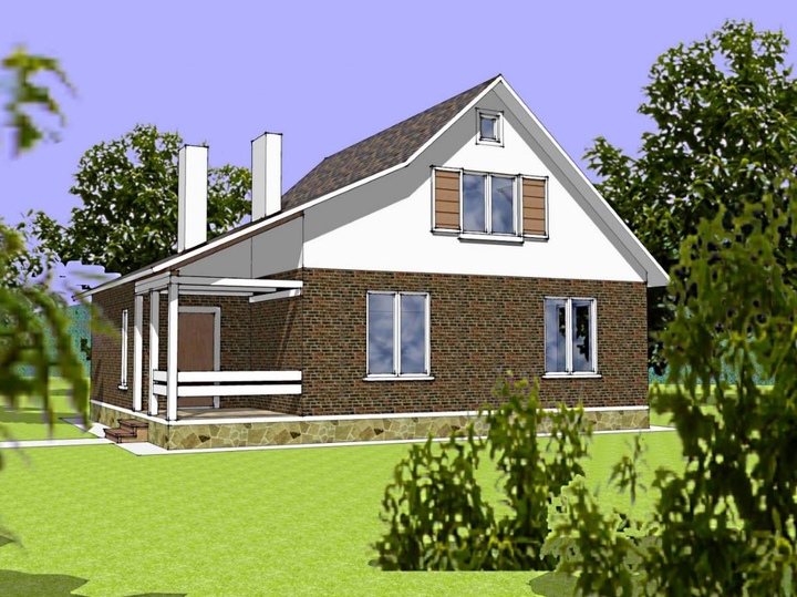 Projekt domu z paneli SIP z poddaszem i sauną - Pasha 4 126 m2 Główna fasada
