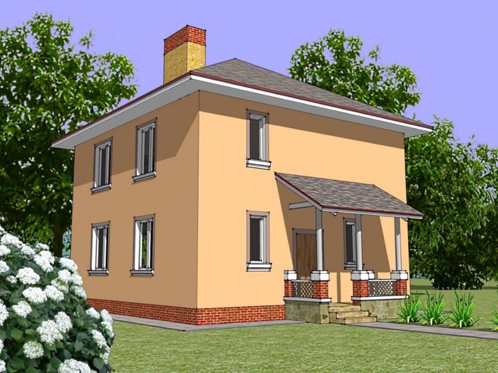 Ready made house design. Two-storeyed duplex house plans - Tisa 2 Main facade