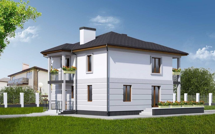 Проект кубічного будинку Квадрат 2  Головний фасад