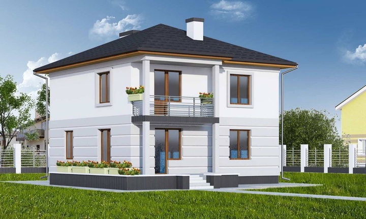 Projekt sześciennego domku - Square 2 Tylna fasada