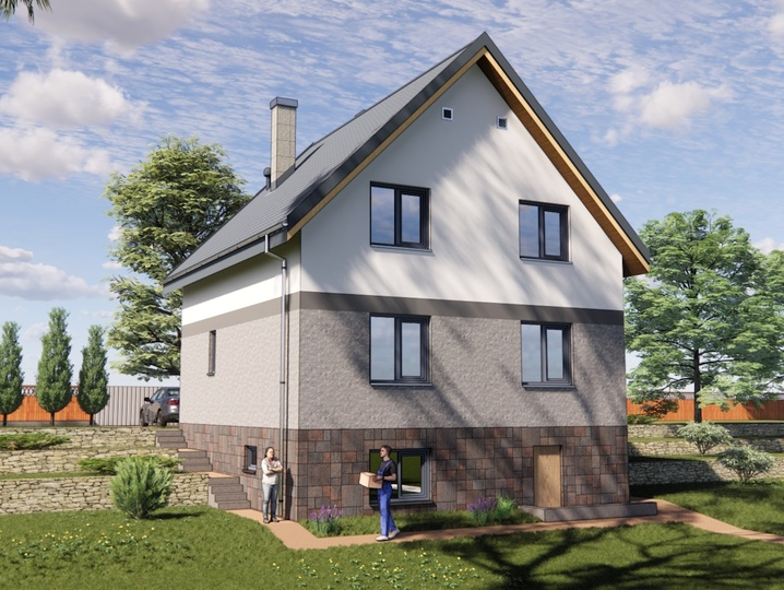 projekt domu poddaszowego o powierzchni 136 m2 Pasza 7 Tylna fasada