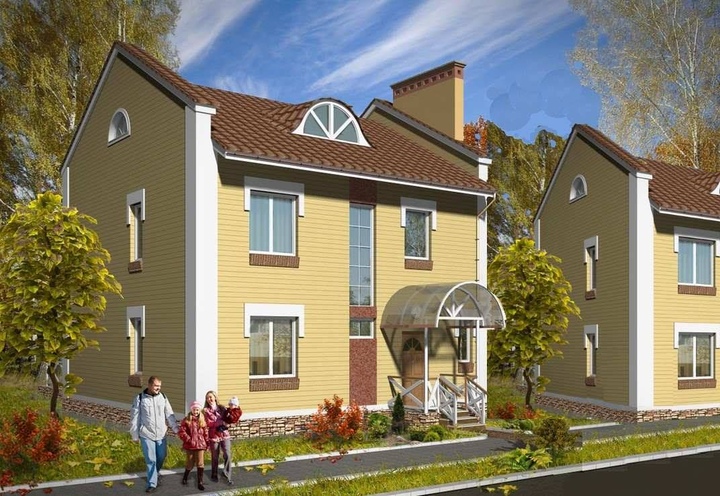 House plans for narrow plots. Sketh project - Miha Main facade