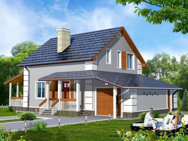Проект мансардного будинку - Чадо 5 140 м2 Задній фасад