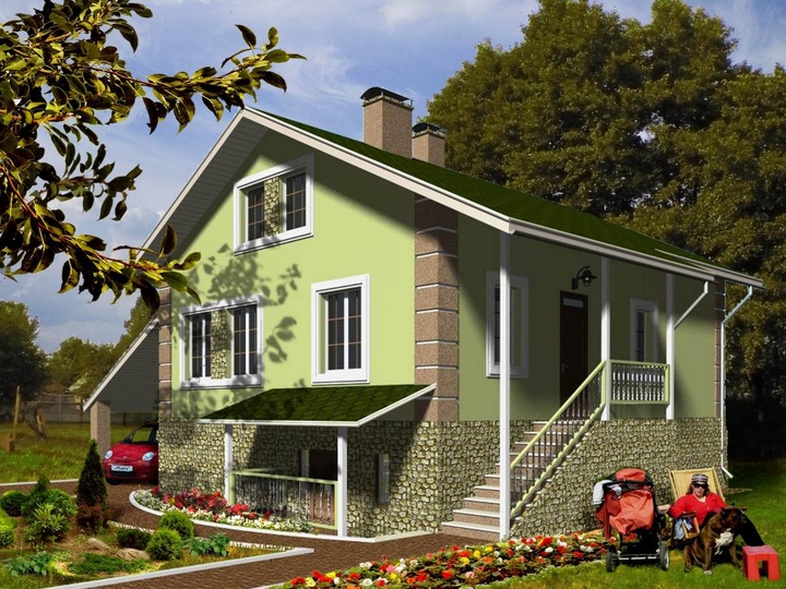 Projekt domu na zboczu Hlepcha 140 m2 Główna fasada