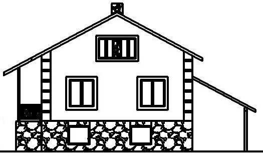 Projekt domu na zboczu Hlepcha 140 m2 Tylna fasada