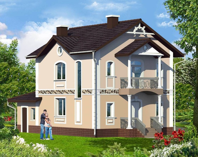 Ескізний проект будинку з гаражем Осокор 3 Задній фасад