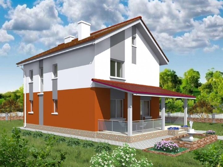 Projekt domu z racjonalnym planowaniem ''Rosava'' 141 m2 Tylna fasada