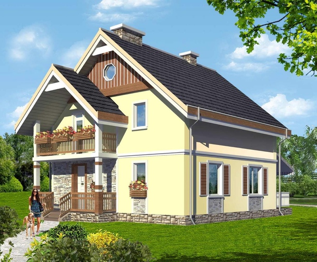 Projekt domu z poddaszem Square 3 Główna fasada