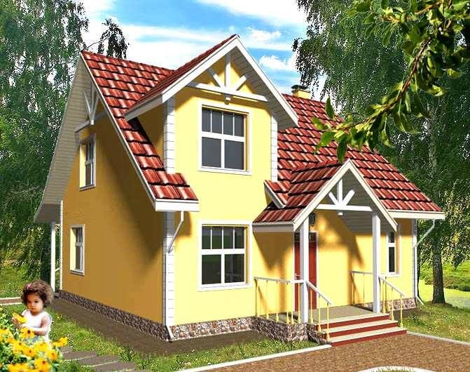 Проект каркасного котеджу з мансардою - Андрій Головний фасад