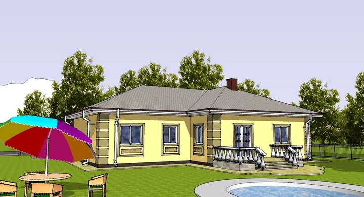 One-floor house design - Dar Rear facade