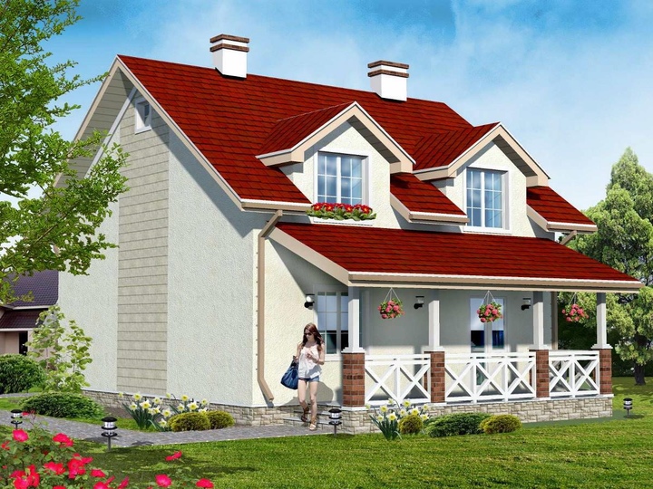 Mansard house plan Darya -135 sq.m Rear facade