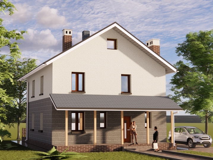 Design of two-storey house Oleg 3 Main facade