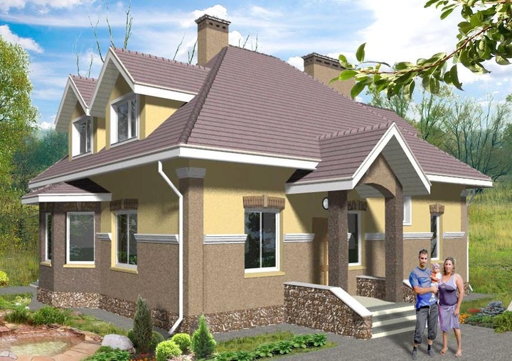 projekt domu 152 m2 Roslavichi 3 Główna fasada