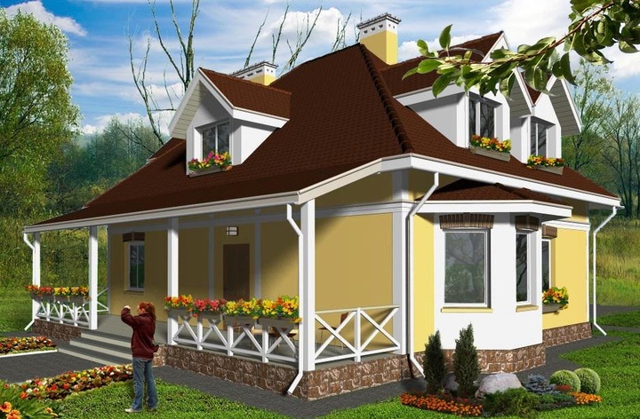 projekt domu 152 m2 Roslavichi 3 Tylna fasada