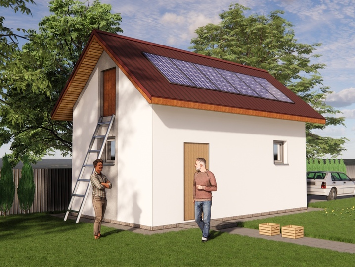 projekt garażu 22m2 Tylna fasada