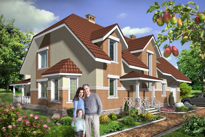 plany domu projektu 278 m2 Pear Główna fasada