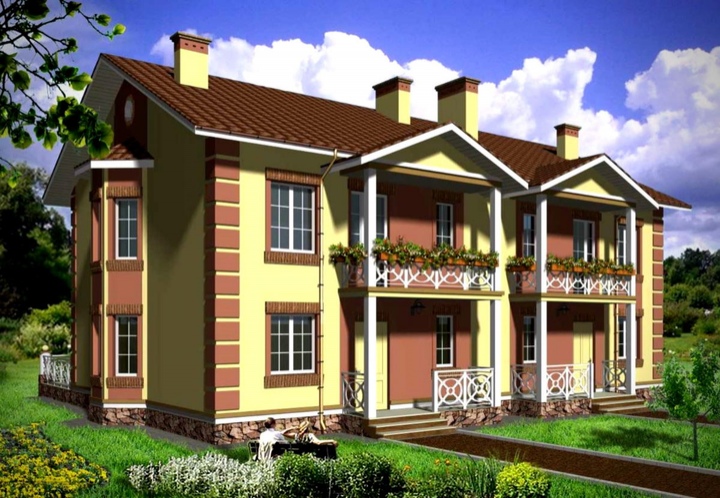 projekt nowoczesnego bliźniaka Druzhok 2 Główna fasada