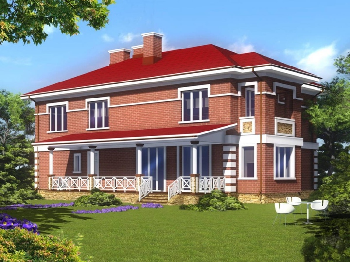 Large energy-efficient airconcrete house project Ace Rear facade