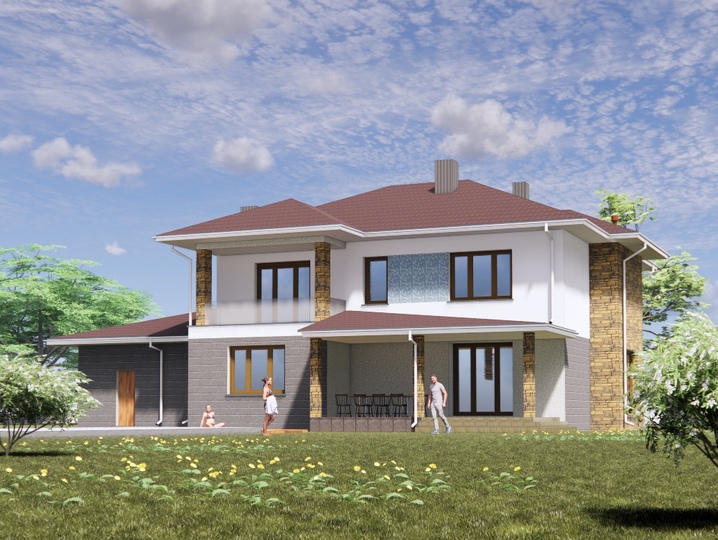 Country house Khodosivka 302 m2 Rear facade