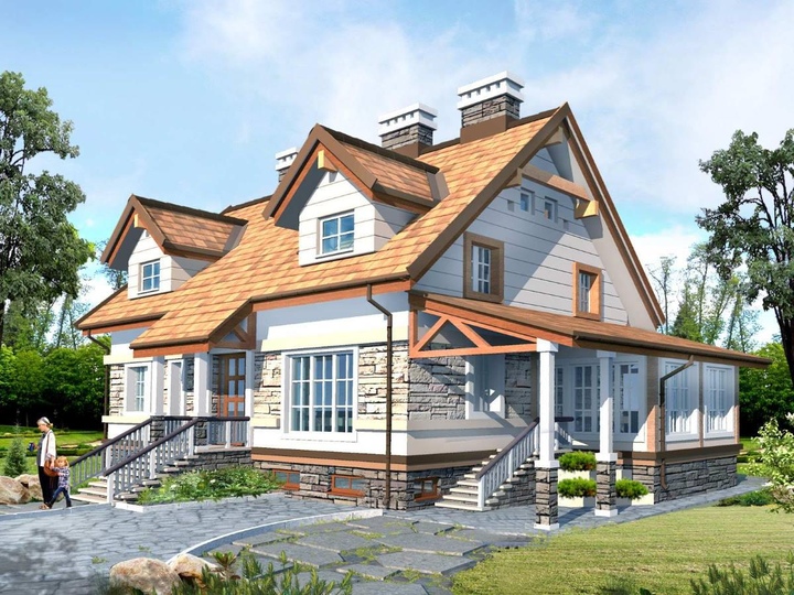 Projekt ceglanego domu Barberry 349 m2 Główna fasada