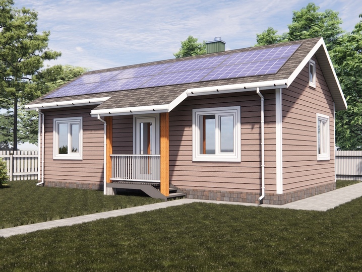 projekt domu 6 na 10 52m2 Główna fasada