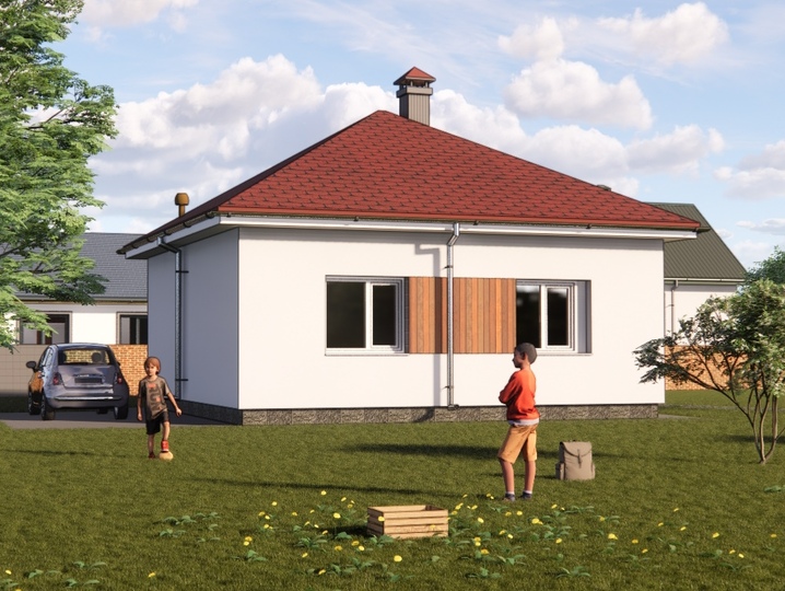 Projekt domu 52m2 Flora 3 Tylna fasada