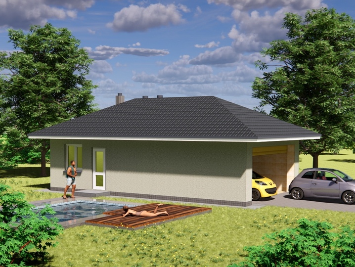 The project of a sauna with a shower and a garage - Banja 2 Main facade