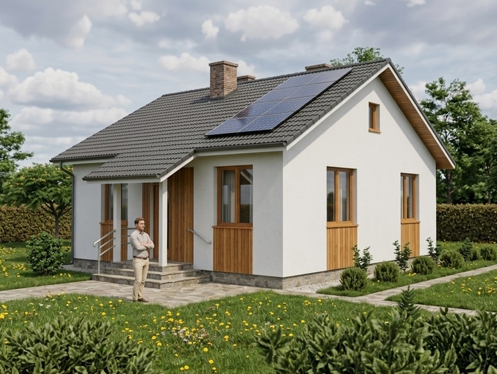 Проект будинку до 60 м² «Кременчук» 57 м² Головний фасад