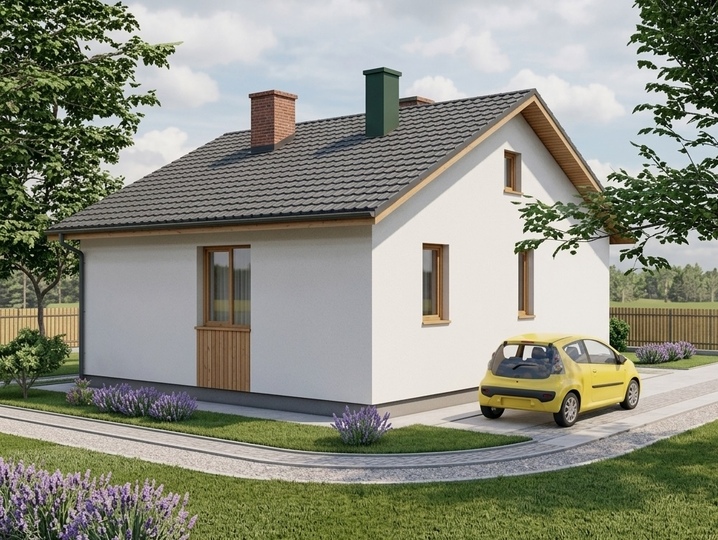 Проект будинку до 60 м² «Кременчук» 57 м² Задній фасад