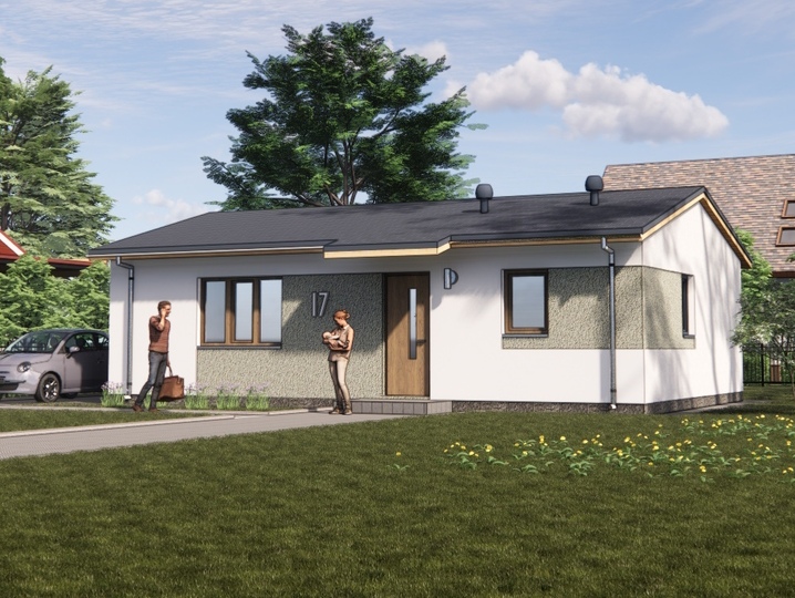 projekt domu parterowego firmy Artsyz SIP 59m2 Główna fasada