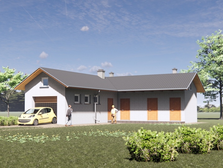 Garage with sauna, boiler room, shed and cellar - Hozblok 5  Main facade