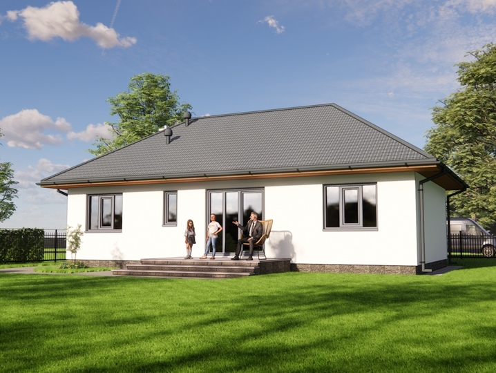 projekt parterowego budynku Plesetsk 2 Tylna fasada