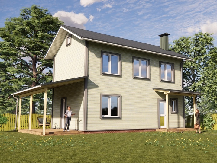 Gotowy projekt dwupiętrowego szkieletowego domu - Bob 2 Główna fasada